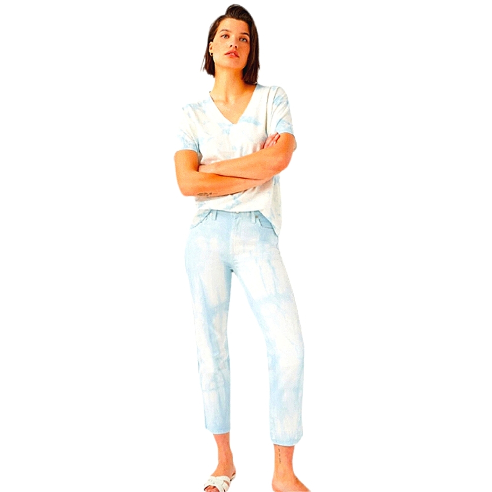 7 For All Mankind High Waist Cropped Straight In Tie Dye Sky